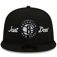 Men's New Era x Just Don Black Brooklyn Nets - Team 59FIFTY Fitted Hat