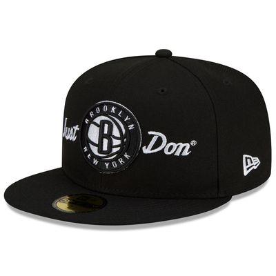 Men's New Era x Just Don Black Brooklyn Nets - Team 59FIFTY Fitted Hat