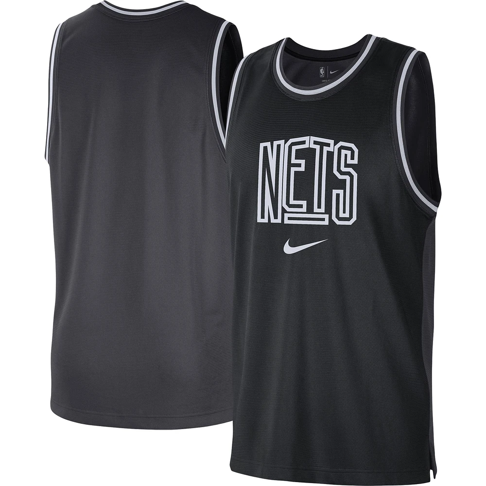 Débardeur en maille Nike pour Homme Brooklyn Nets Courtside Versus Force Split DNA Performance Noir/Anthracite