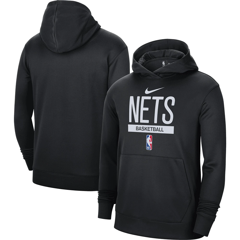Men's Nike Black Brooklyn Nets 2022/23 Spotlight On-Court Practice Performance - Pullover Hoodie