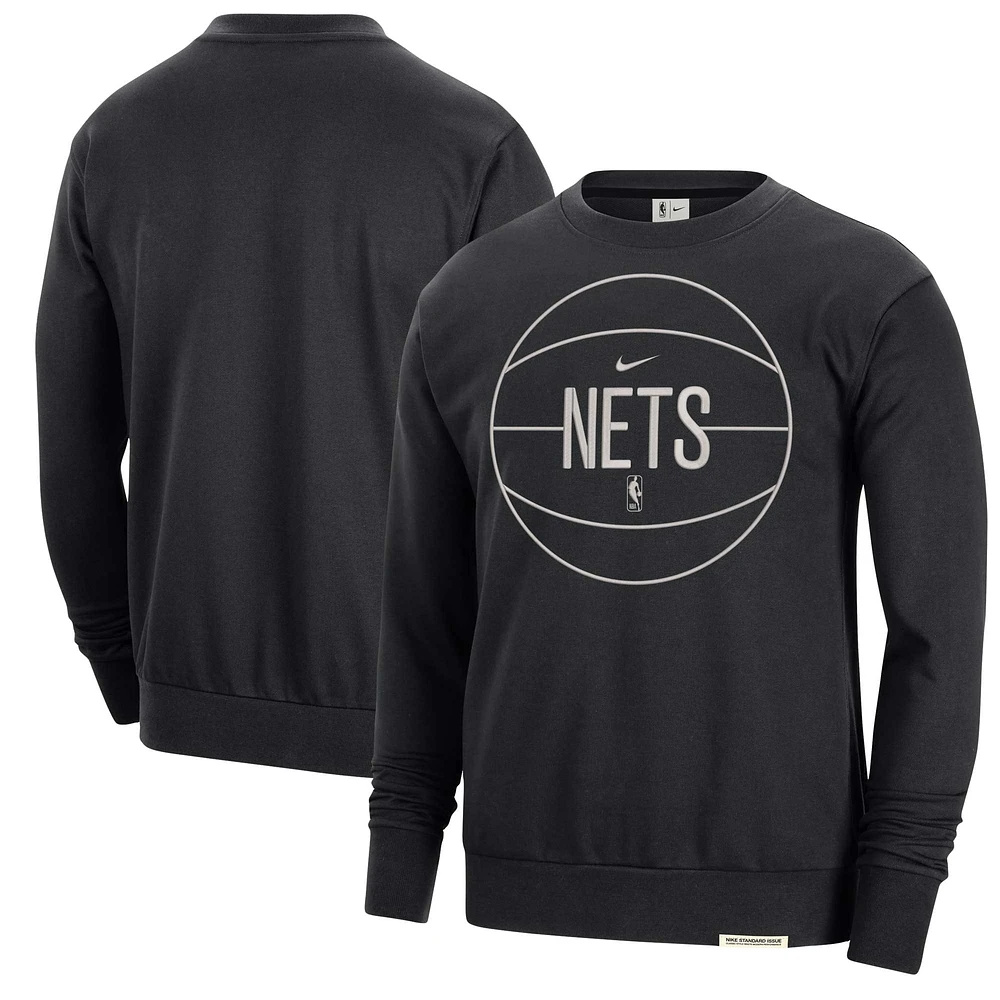 Men's Nike Black Brooklyn Nets 2023/24 Authentic Standard Issue Travel Performance Pullover Sweatshirt