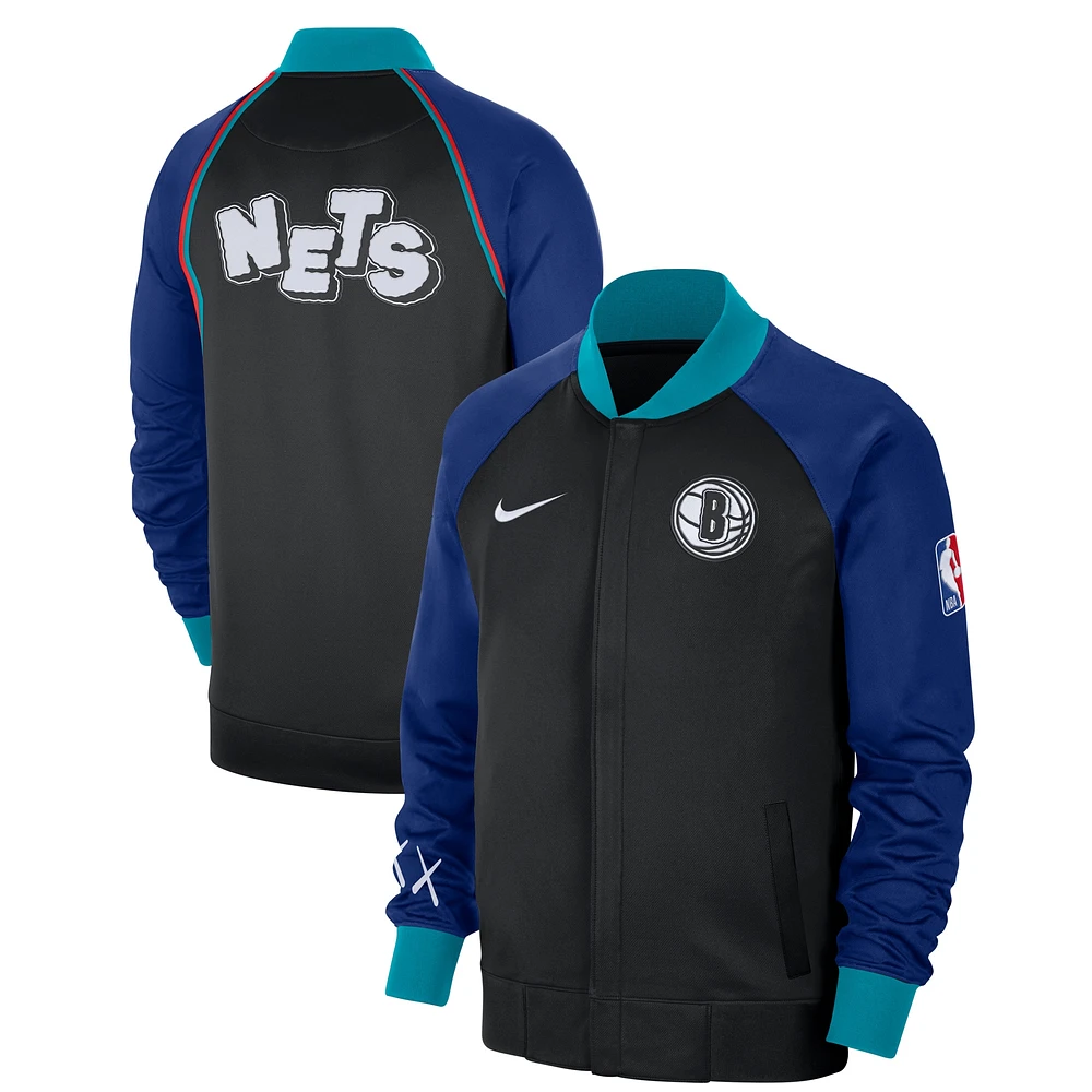 Men's Nike Black Brooklyn Nets 2023/24 City Edition Authentic Showtime Performance Raglan Full-Zip Jacket