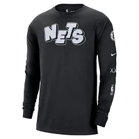 Men's Nike Black Brooklyn Nets 2023/24 City Edition Max90 Expressive Long Sleeve T-Shirt