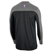 Maillot de tir à manches longues authentique Nike Brooklyn Nets 2024/25 pour homme, noir, avec légende d'avant-match