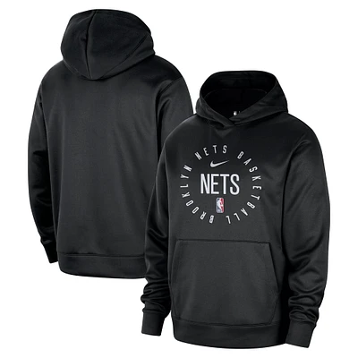 Sweat à capuche Nike Brooklyn Nets 2024/25 Spotlight pour homme, noir, entraînement sur le terrain