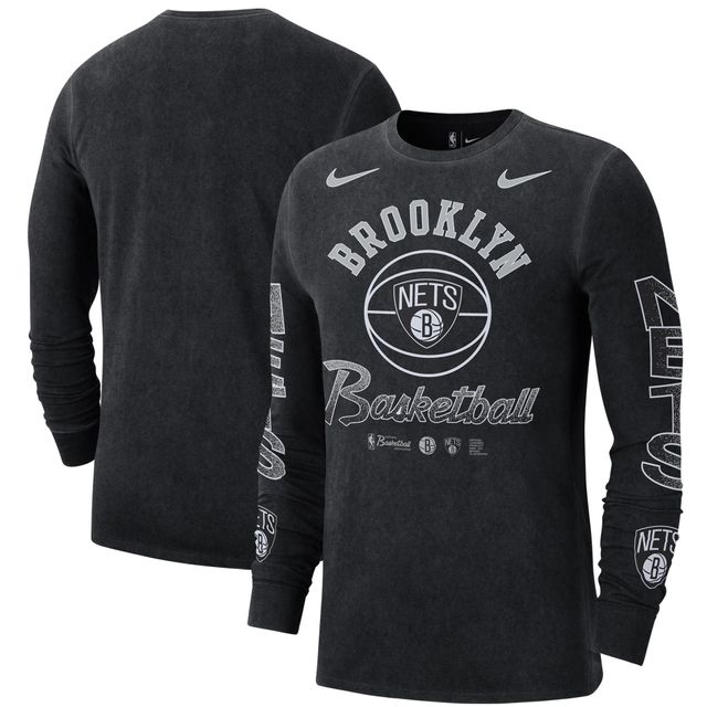 T-shirt à manches longues Nike Brooklyn Nets Courtside Retro Elevated pour homme, noir