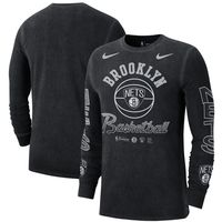 Men's Nike Black Brooklyn Nets Courtside Retro Elevated Long Sleeve T-Shirt