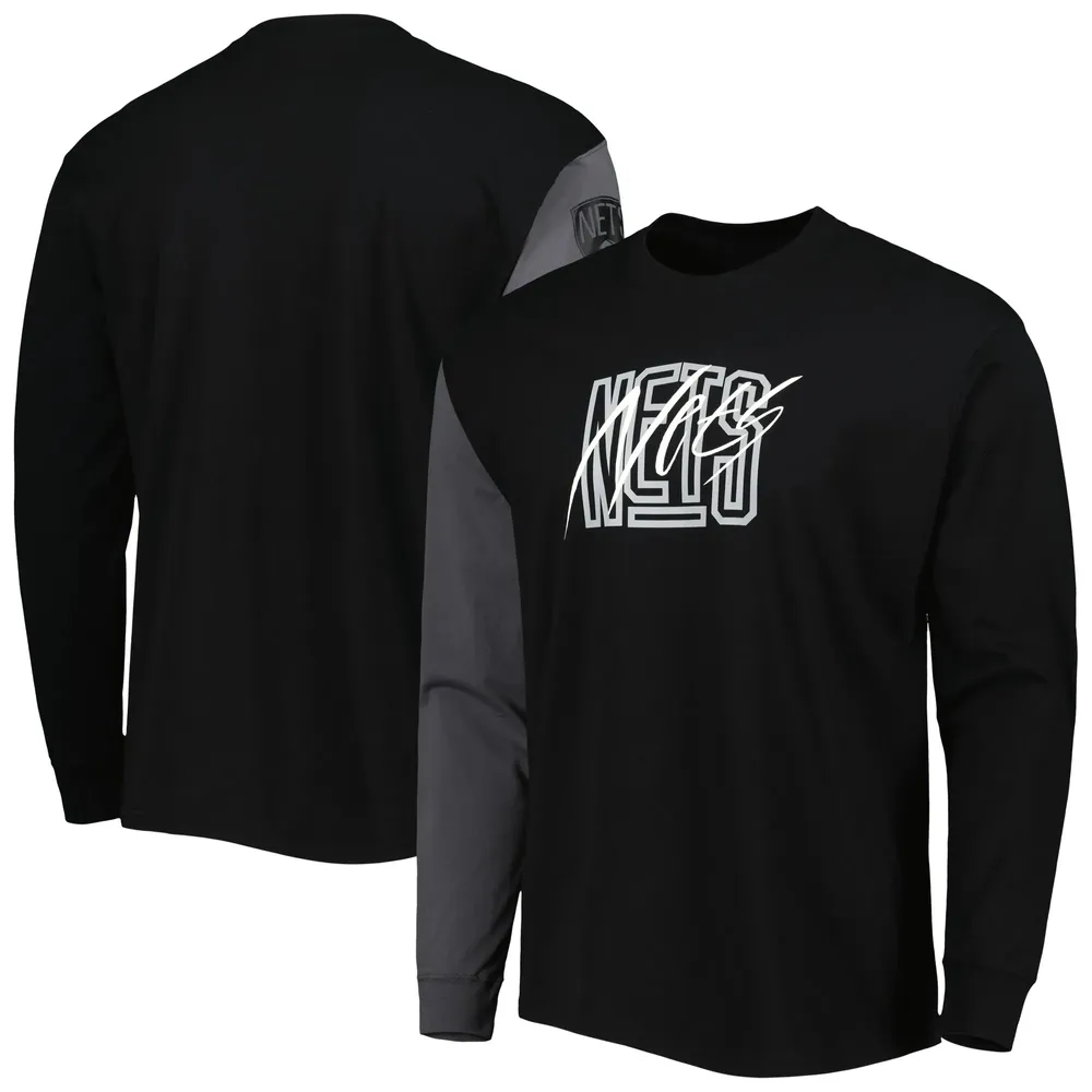 T-shirt à manches longues Nike Brooklyn Nets Courtside Versus Flight MAX90 pour homme, noir