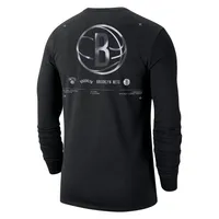 Men's Nike Black Brooklyn Nets Essential Air Traffic Control Long Sleeve T-Shirt