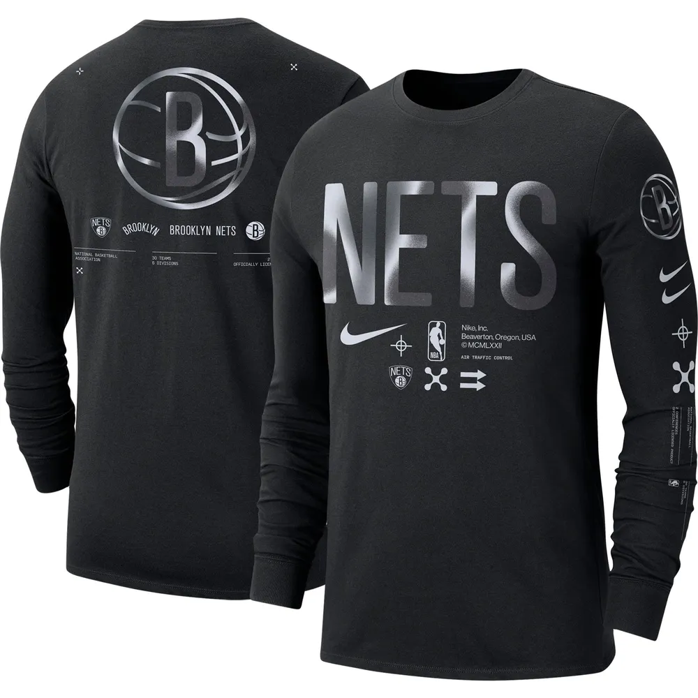 T-shirt à manches longues Nike Brooklyn Nets Essential Air Traffic Control pour homme, noir