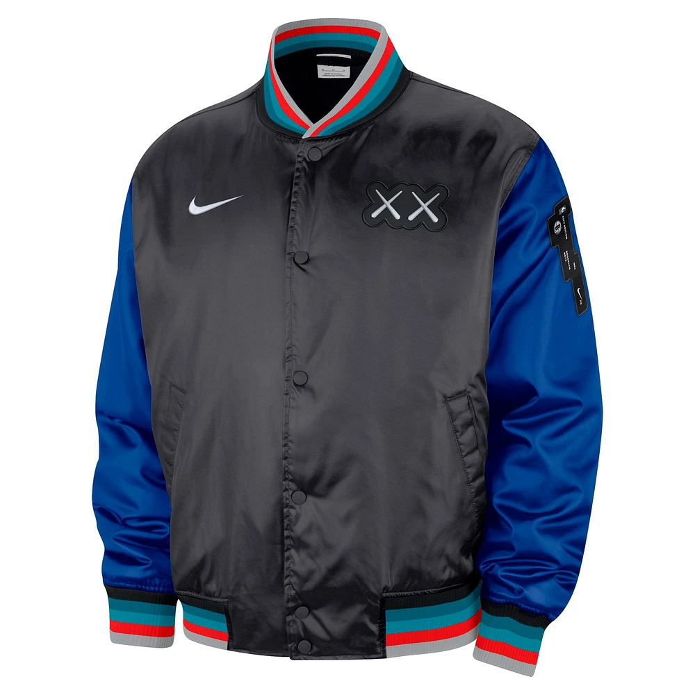 Men's Nike Charcoal Brooklyn Nets 2023/24 City Edition Courtside Premier Full-Snap Bomber Jacket