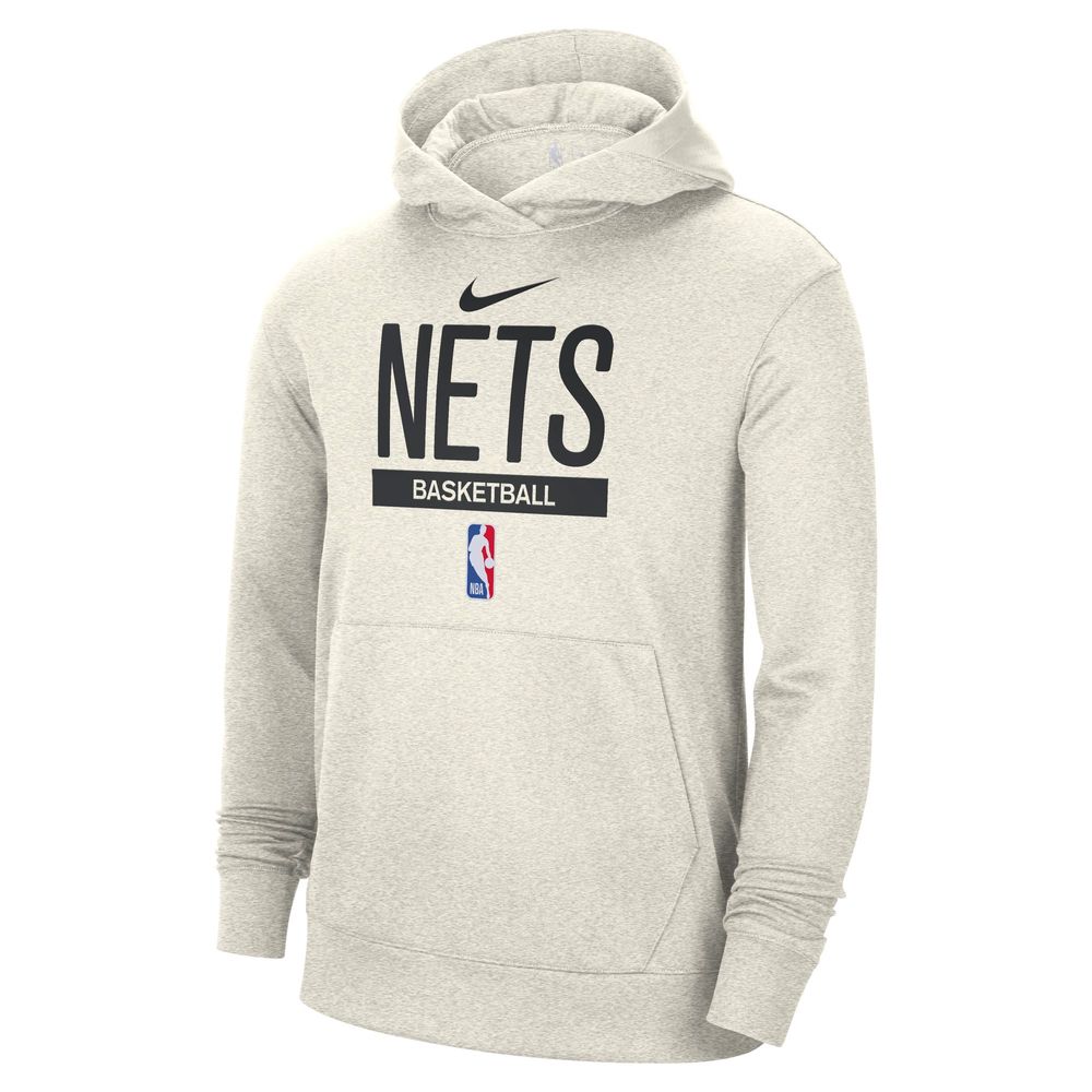 Men's Nike Cream Brooklyn Nets 2022/23 Spotlight On-Court Practice Performance Pullover Hoodie