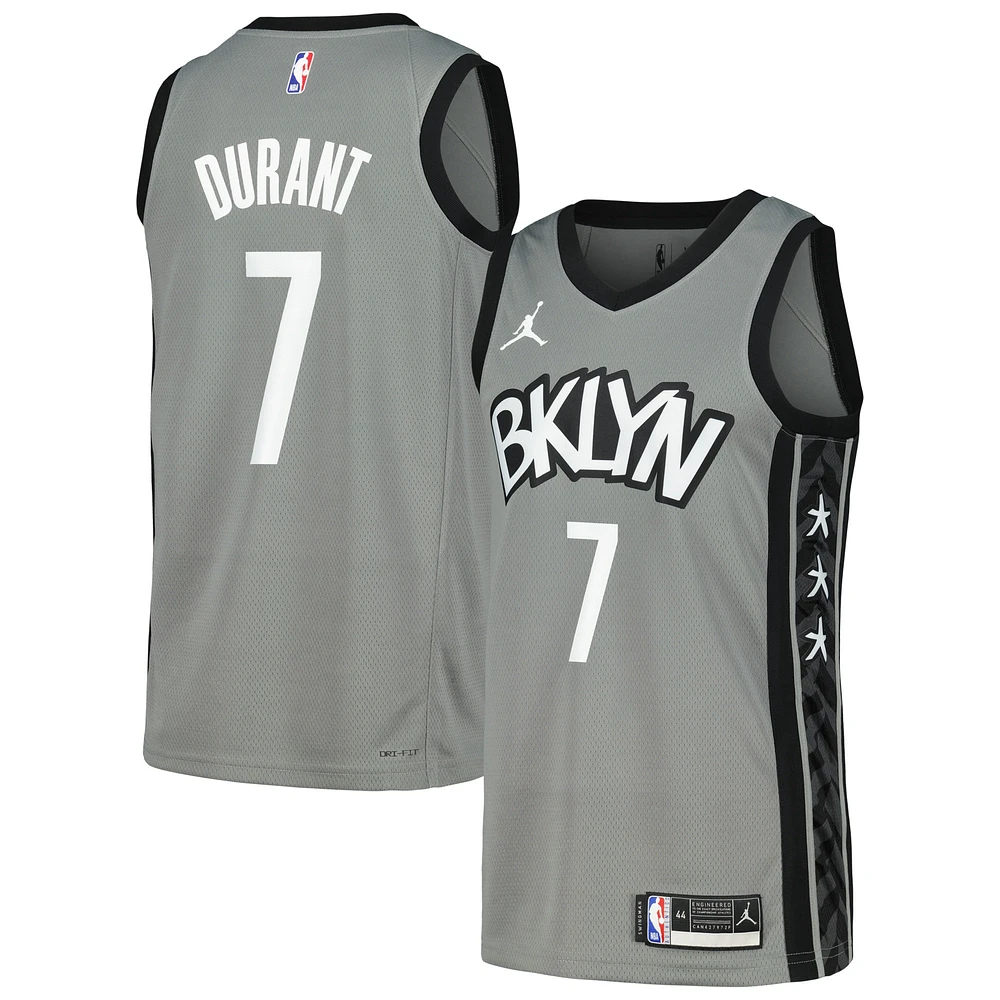 Maillot de joueur Nike Kevin Durant gris Brooklyn Nets Swingman pour homme - Édition Statement