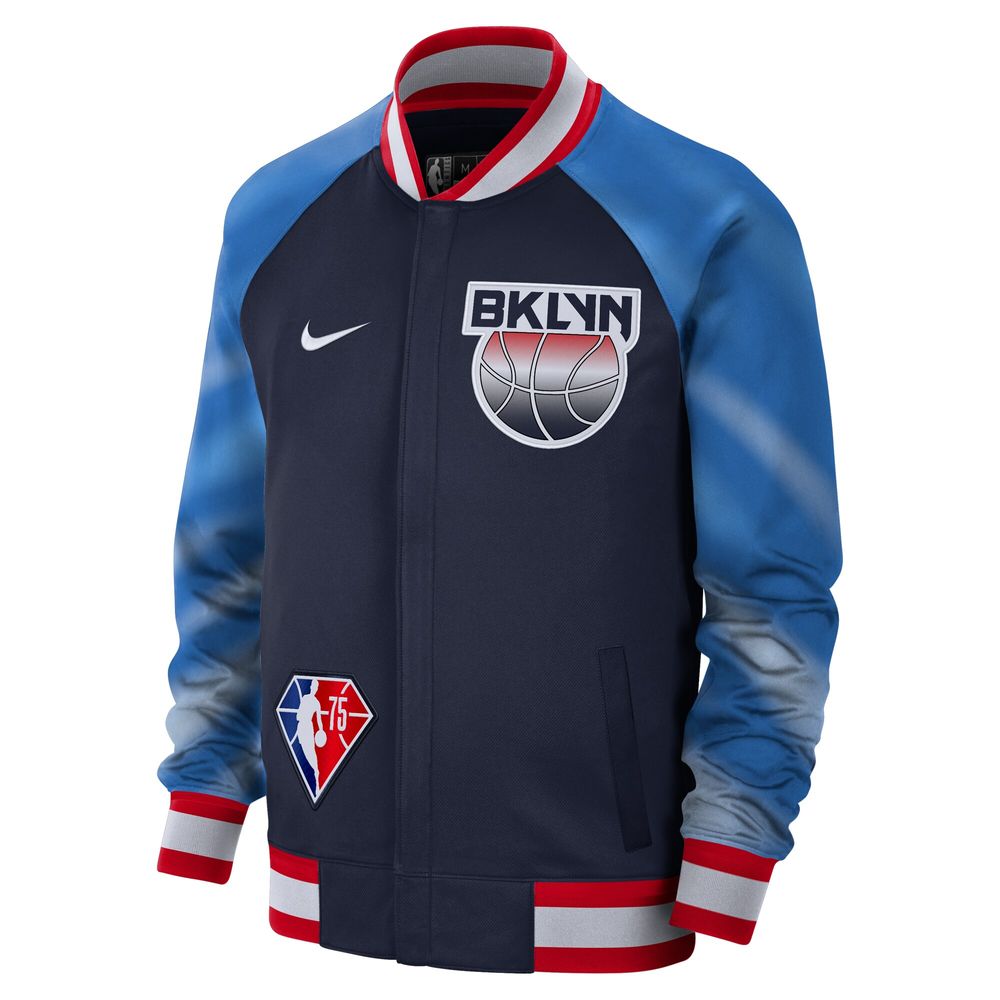 Men's Nike Navy/Red Brooklyn Nets 2021/22 City Edition Therma Flex Showtime Full-Zip Bomber Jacket