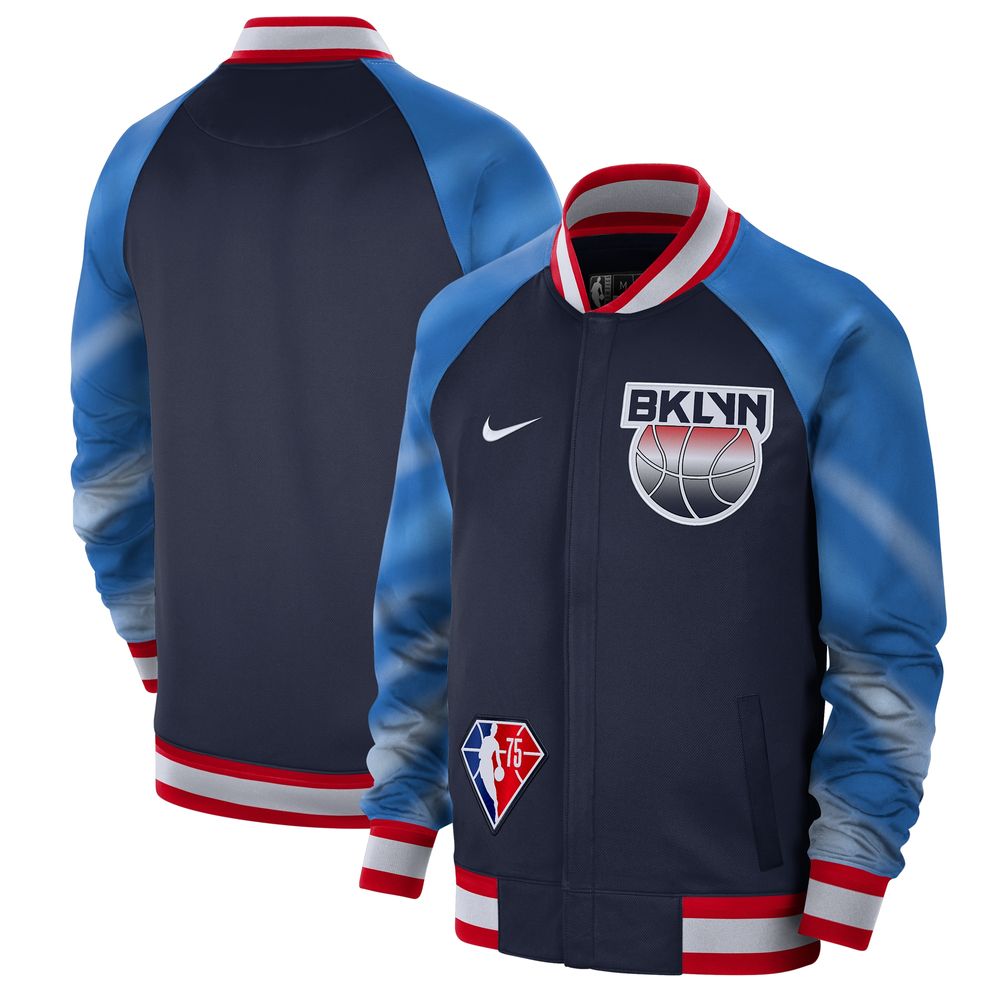 Men's Nike Navy/Red Brooklyn Nets 2021/22 City Edition Therma Flex Showtime Full-Zip Bomber Jacket