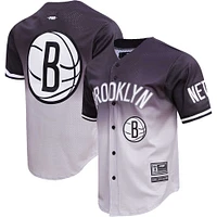 Chemise boutonnée en maille ombrée Brooklyn Nets Pro Standard pour homme, noir/gris