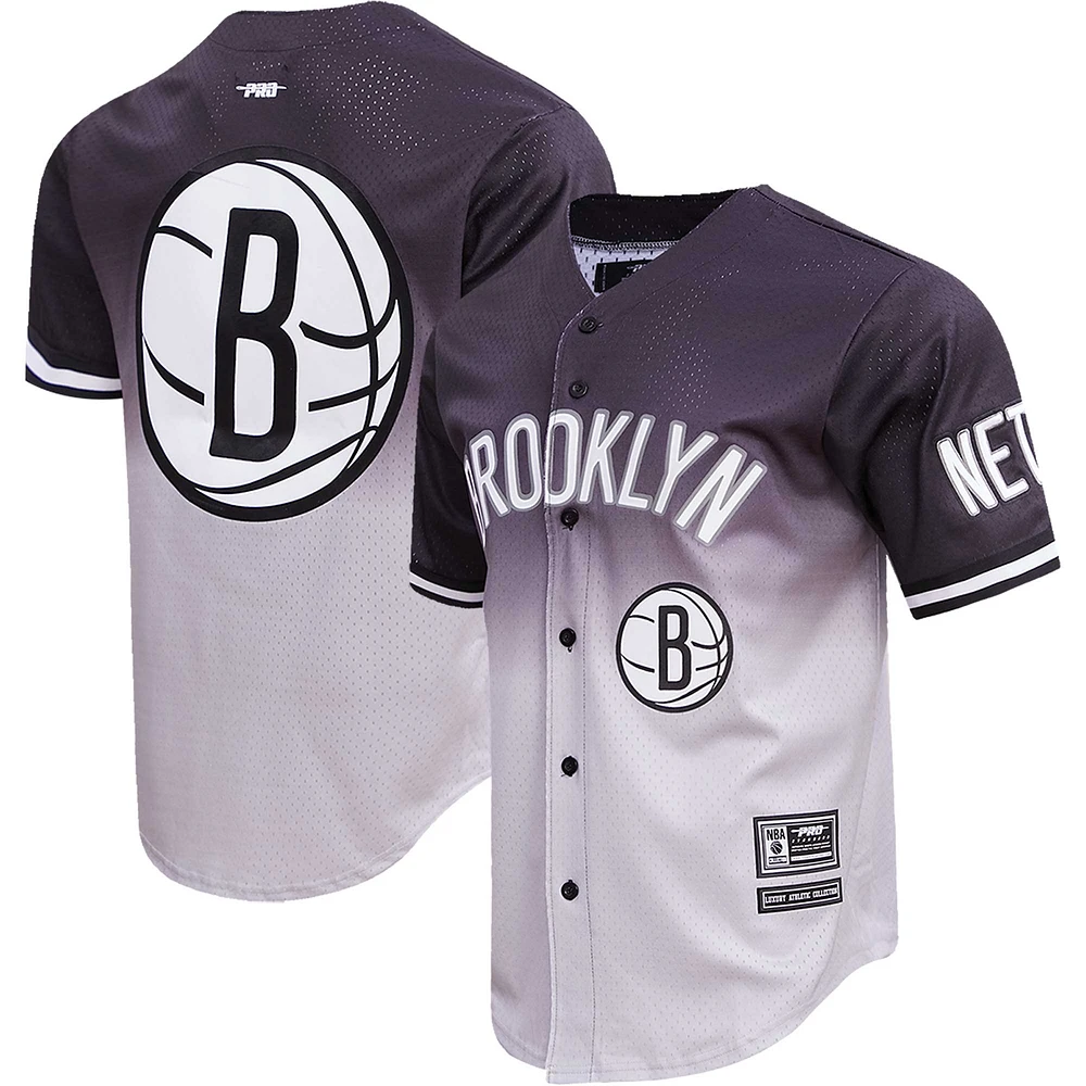 Chemise boutonnée en maille ombrée Brooklyn Nets Pro Standard pour homme, noir/gris