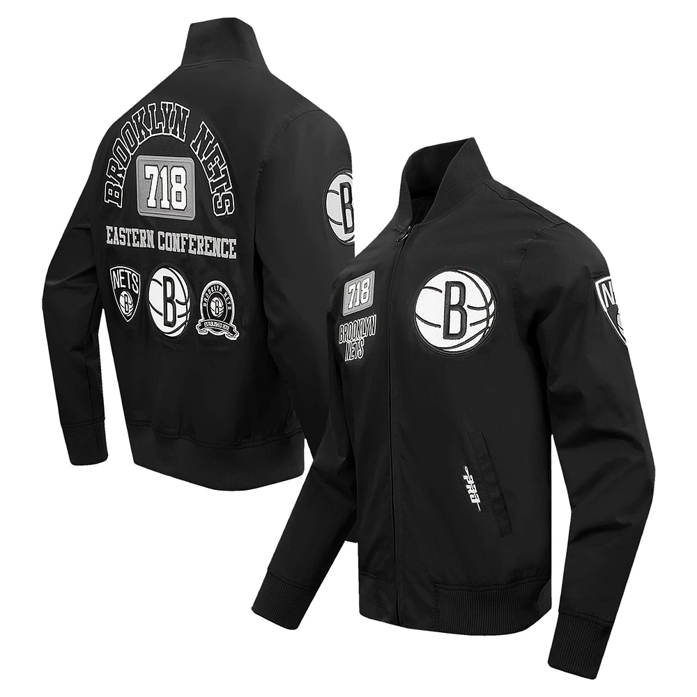 Veste zippée en sergé noir Pro Standard pour homme Brooklyn Nets Area Code