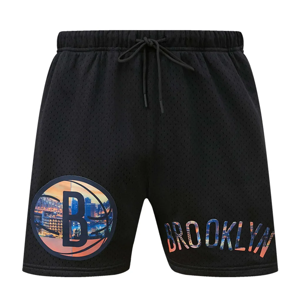 Men's Pro Standard Black Brooklyn Nets City Scape Mesh Shorts