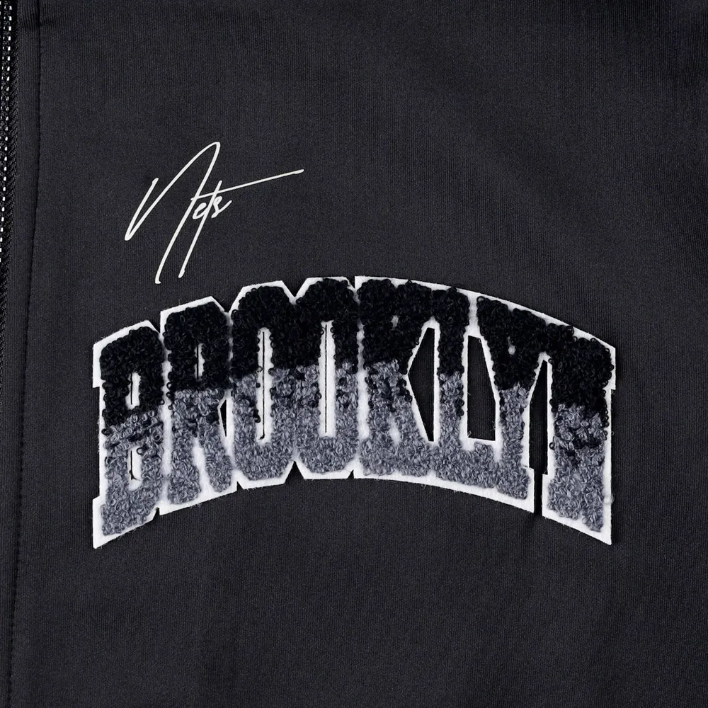 Men's Pro Standard Black Brooklyn Nets Hometown Mock Neck Full-Zip Track Jacket