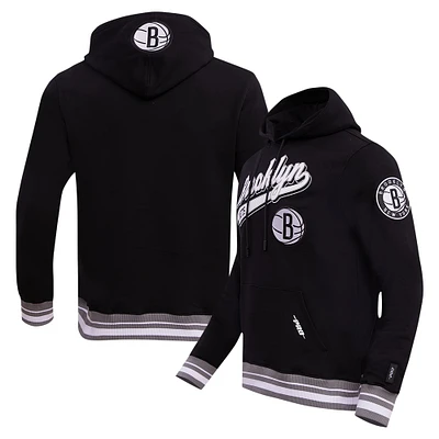 Sweat à capuche Pro Standard noir Brooklyn Nets Script Tail pour hommes