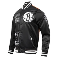 Men's Pro Standard Black Brooklyn Nets Sublimated Satin Full-Snap Jacket