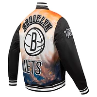 Men's Pro Standard Black Brooklyn Nets Sublimated Satin Full-Snap Jacket