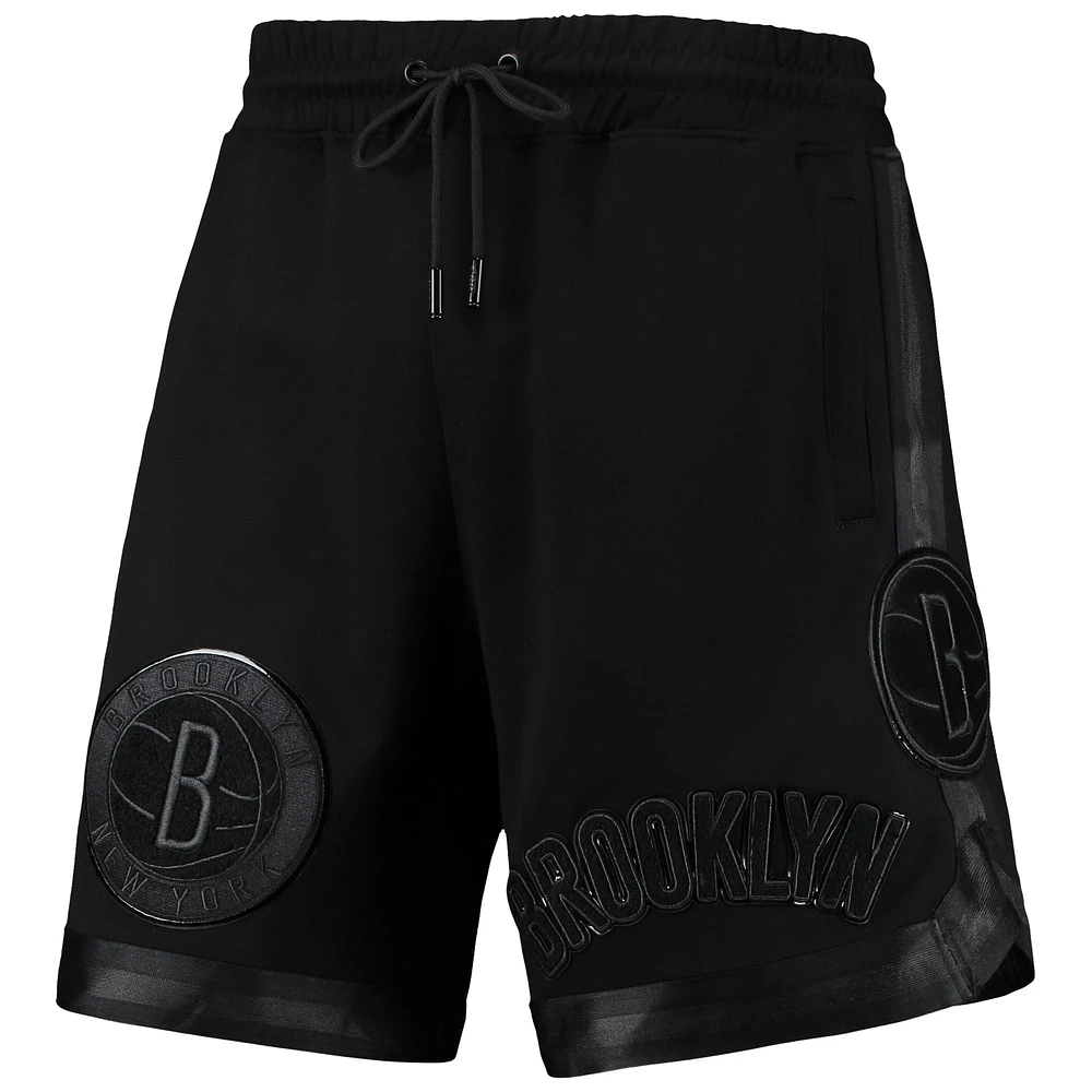 Men's Pro Standard Brooklyn Nets Triple Black Gloss Logo Shorts