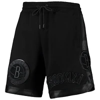 Men's Pro Standard Brooklyn Nets Triple Black Gloss Logo Shorts
