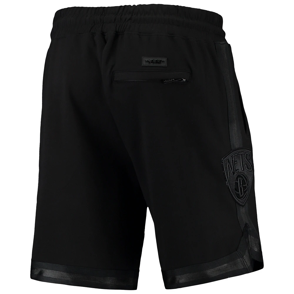 Men's Pro Standard Brooklyn Nets Triple Black Gloss Logo Shorts