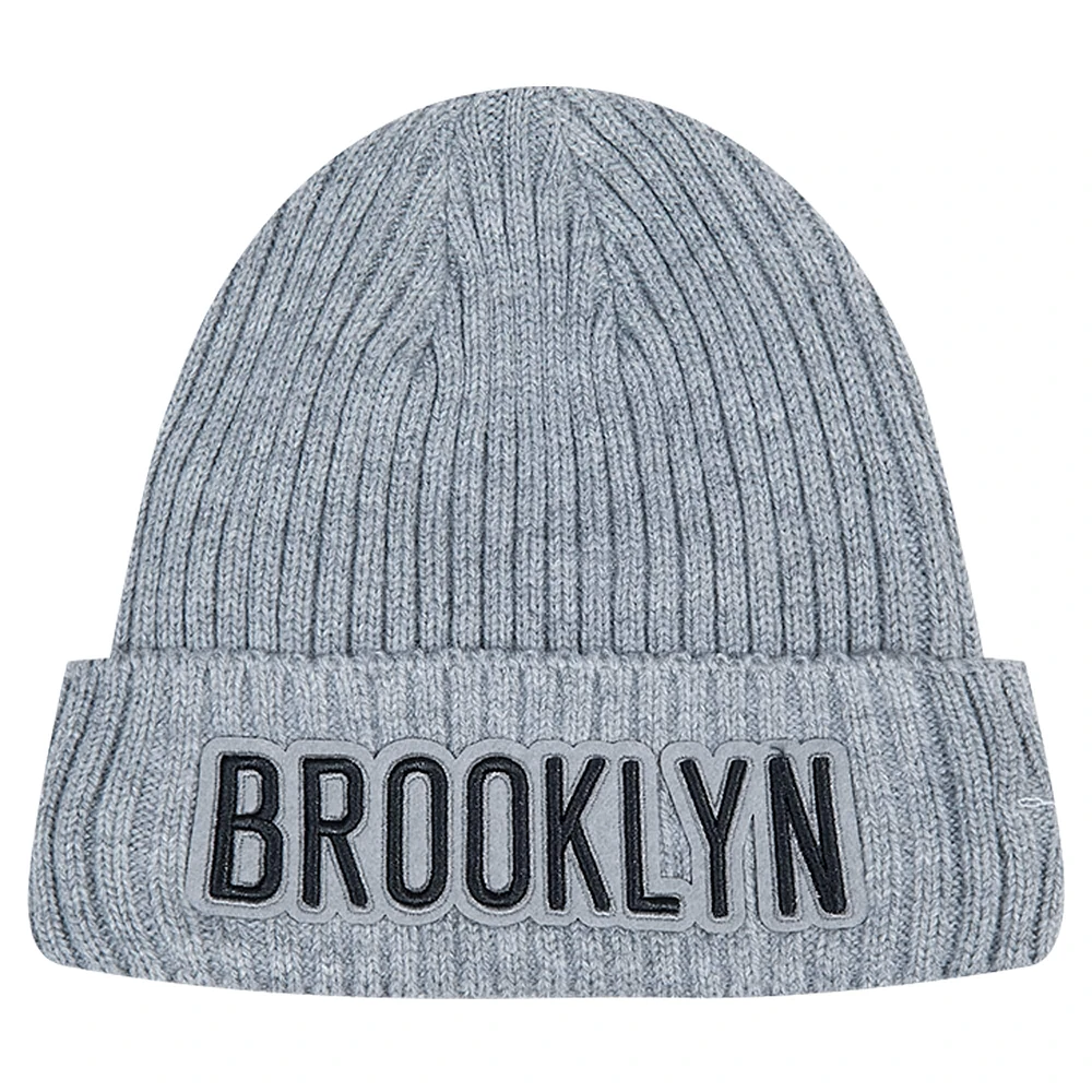 Men's Pro Standard  Gray Brooklyn Nets Essential Cuffed Knit Hat