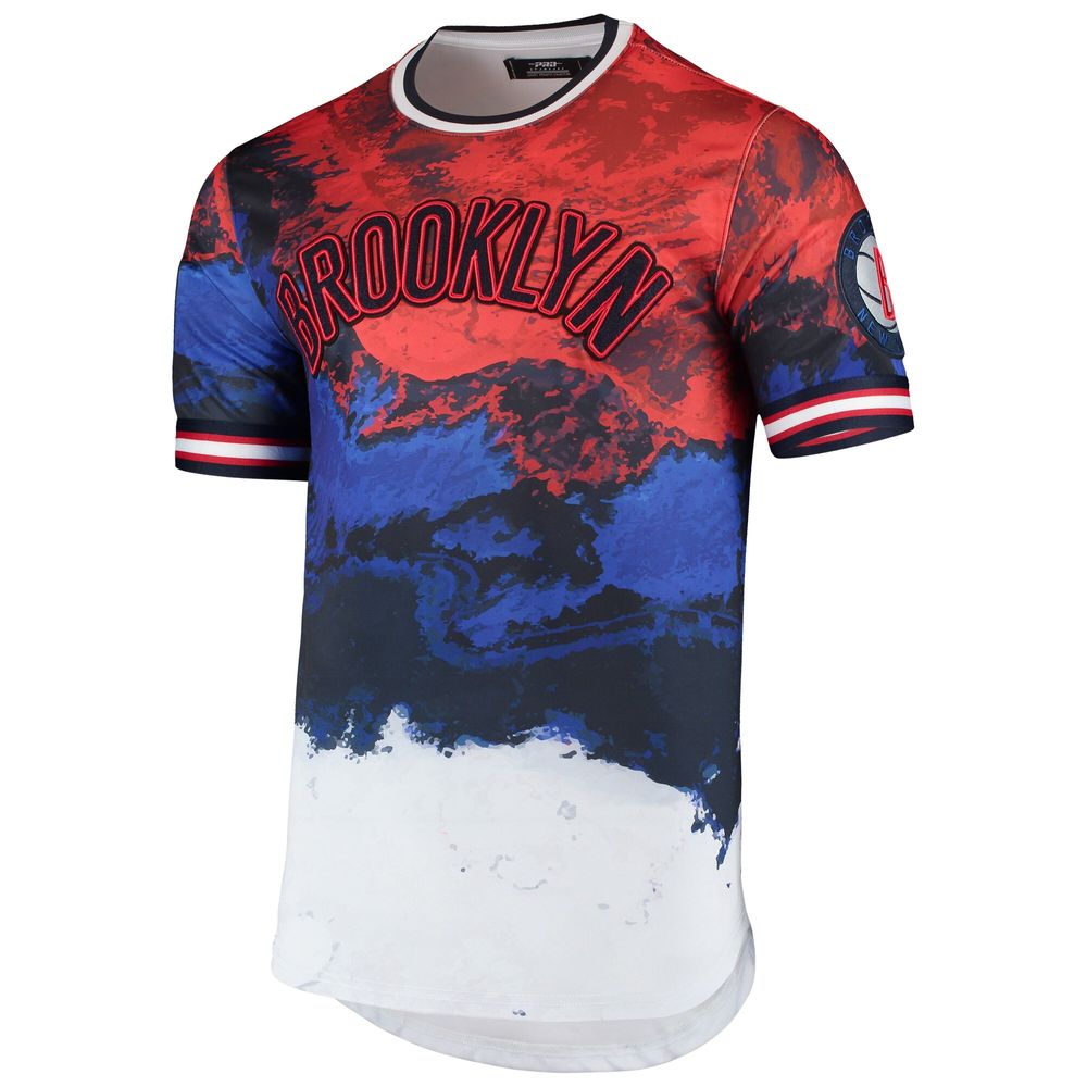 Men's Pro Standard Red/Blue Brooklyn Nets Americana Dip Dye T-Shirt