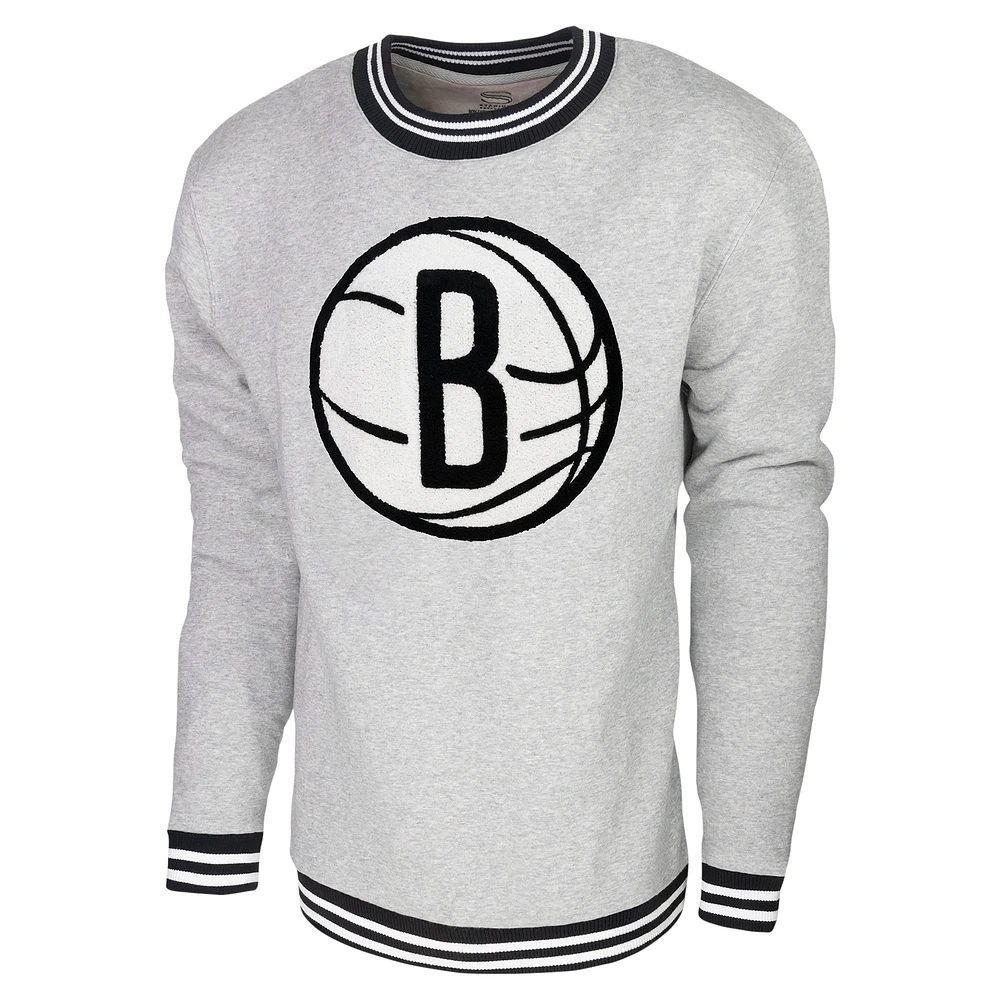 Men's Stadium Essentials Heather Gray Brooklyn Nets Club Level Pullover Sweatshirt