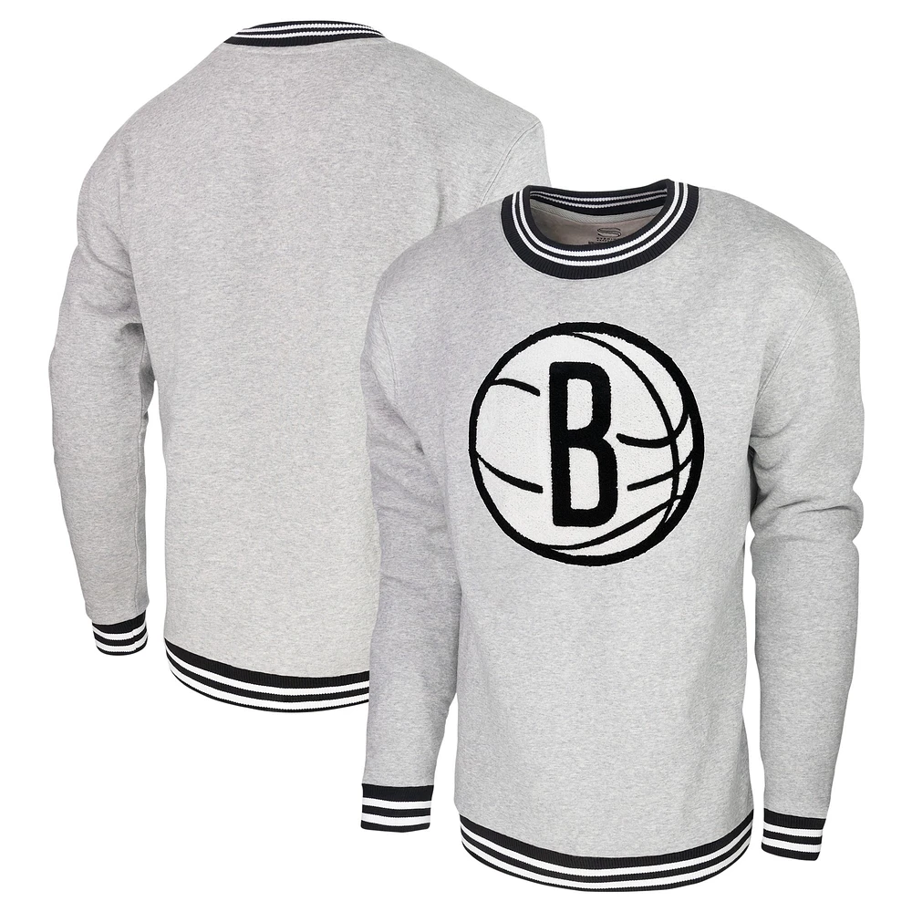 Men's Stadium Essentials Heather Gray Brooklyn Nets Club Level Pullover Sweatshirt