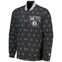 Veste universitaire Starter Black Brooklyn Nets In-Field Play Fashion Satin Full-Zip Varsity pour homme