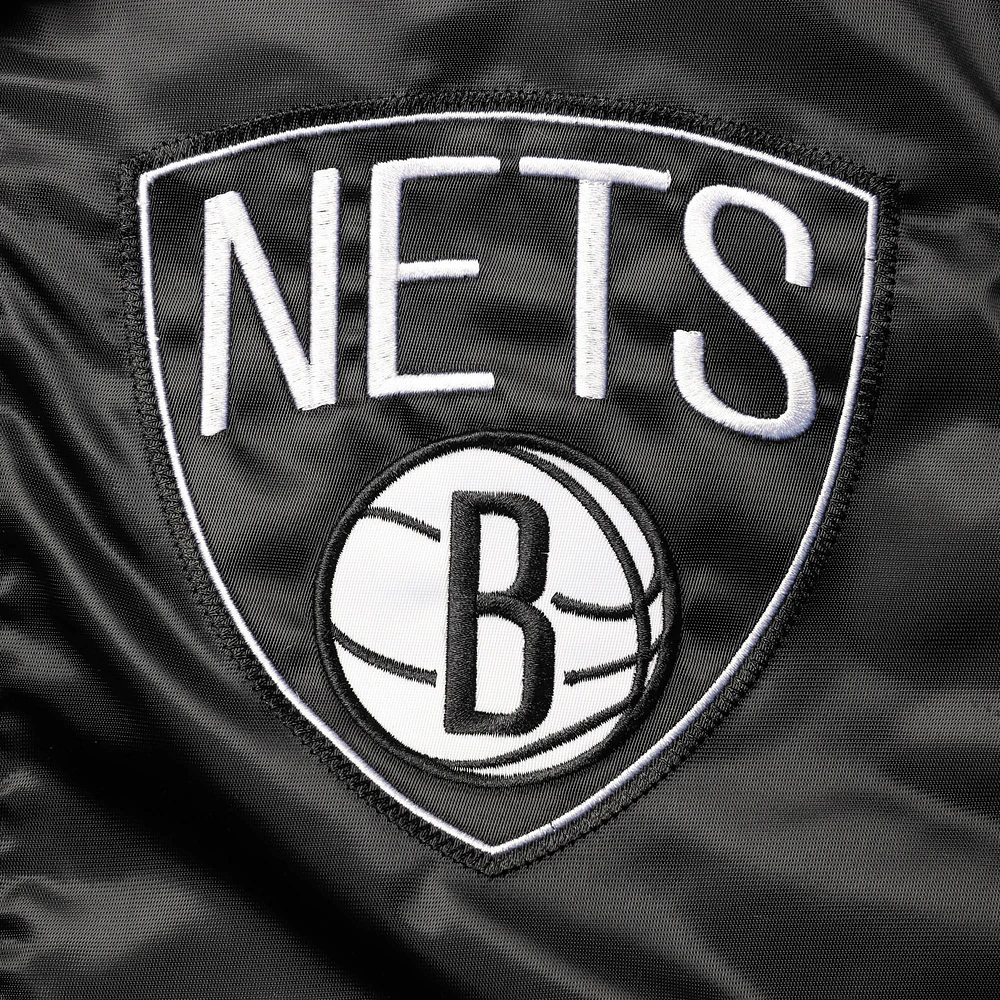 Men's Starter Black Brooklyn Nets The Captain II Full-Zip Varsity Jacket