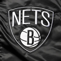 Men's Starter Black Brooklyn Nets The Captain II Full-Zip Varsity Jacket