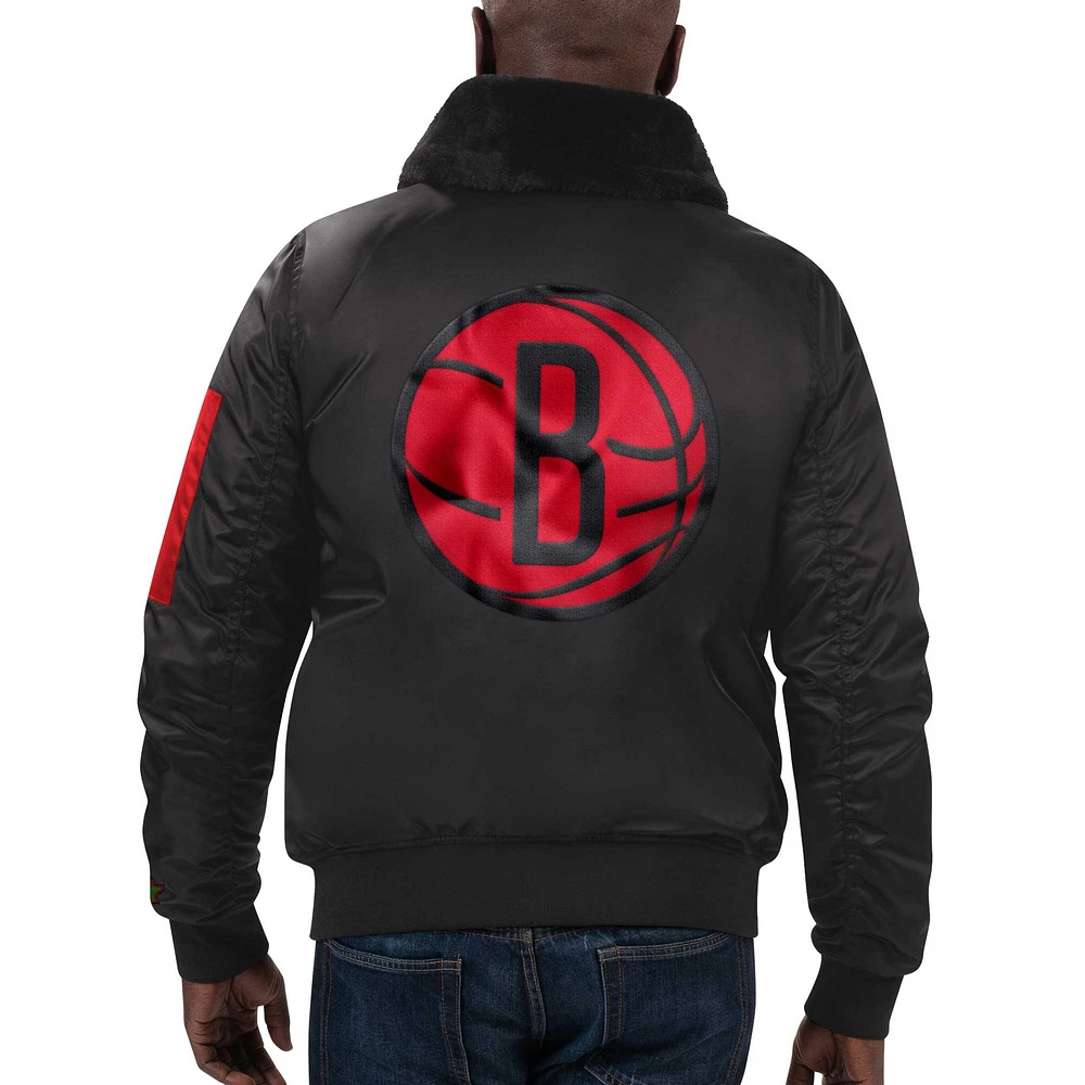 Veste pour homme Starter x Ty Mopkins Black Brooklyn Nets History Month Satin Full-Zip Jacket