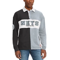 T-shirt à manches longues Tommy Jeans Brooklyn Nets Ronnie Rugby pour homme, noir/gris