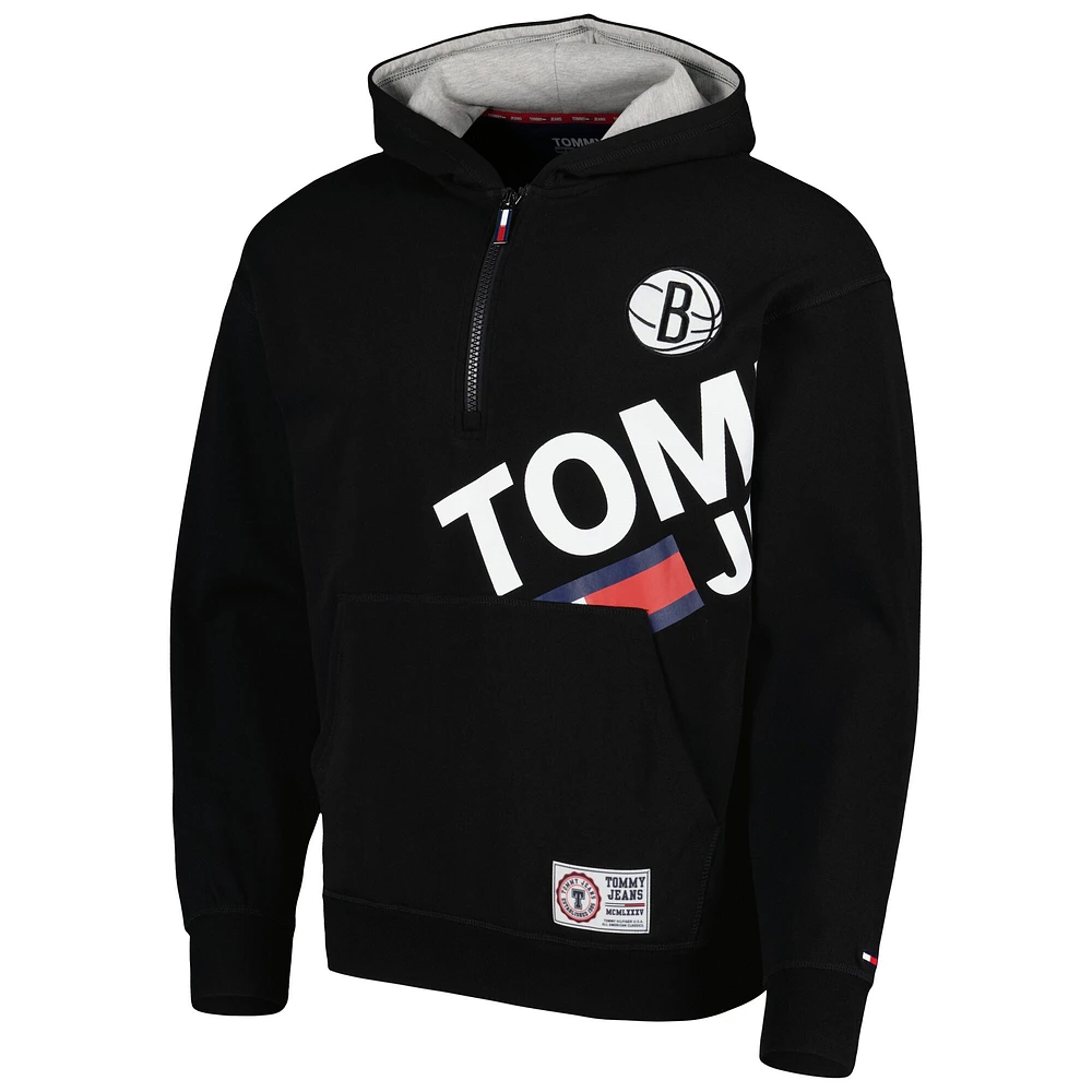 Sweat à capuche demi-fermeture éclair Bernard Brooklyn Nets pour homme de Tommy Jeans, noir