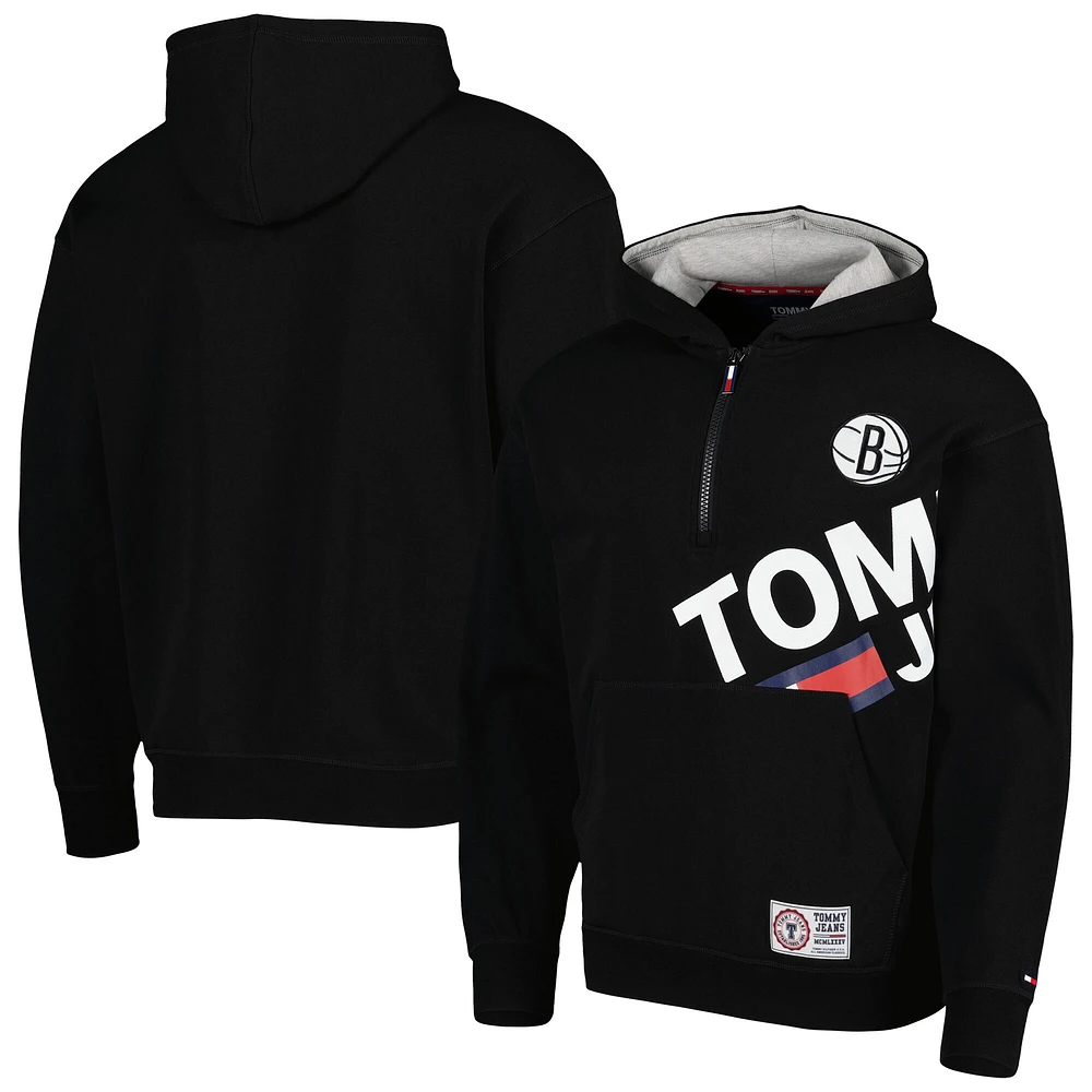 Sweat à capuche demi-fermeture éclair Bernard Brooklyn Nets pour homme de Tommy Jeans, noir