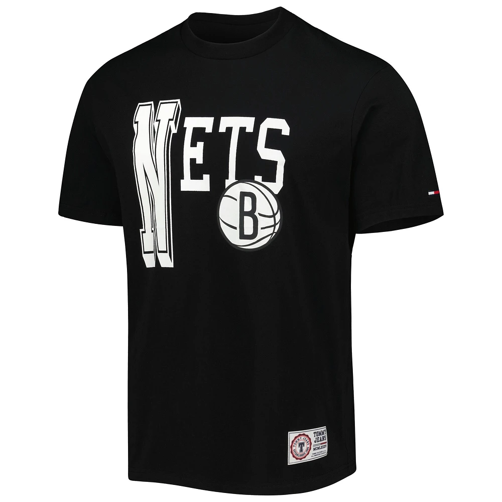 Men's Tommy Jeans Black Brooklyn Nets Mel Varsity T-Shirt