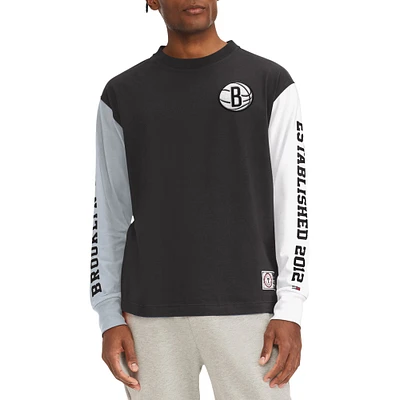 Tommy Jeans - T-shirt à manches longues blocs de couleurs Brooklyn Nets Richie pour homme Noir
