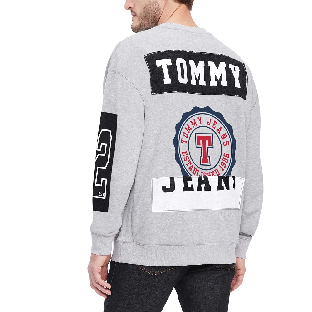 Men's Tommy Jeans Heather Gray Brooklyn Nets Hayes Crew Neck Pullover Sweatshirt