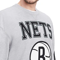 Men's Tommy Jeans Heather Gray Brooklyn Nets Hayes Crew Neck Pullover Sweatshirt