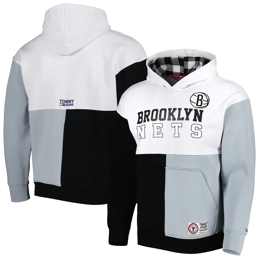 Sweat à capuche Tommy Jeans Brooklyn Nets Andrew Split pour homme blanc/noir