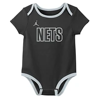 Newborn & Infant Jordan Brand Brooklyn Nets Statement Edition Three-Pack Bodysuit Set