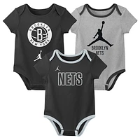 Ensemble de trois bodies Jordan Brand Brooklyn Nets Statement Edition pour nouveau-né et nourrisson