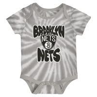 Newborn & Infant White/Gray Brooklyn Nets Monterey Tie-Dye - 2-Pack Bodysuit Set