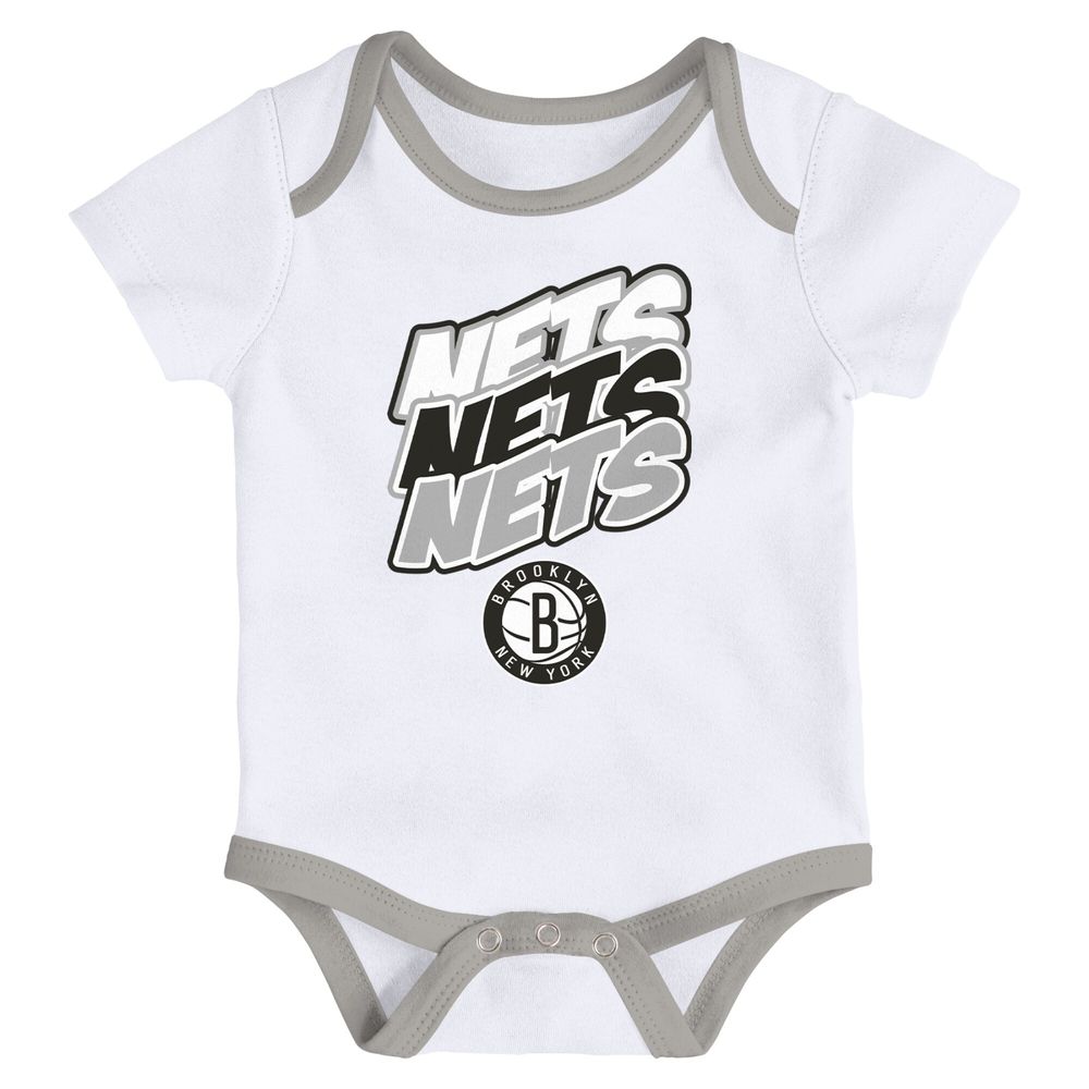 Newborn & Infant White/Gray Brooklyn Nets Monterey Tie-Dye - 2-Pack Bodysuit Set